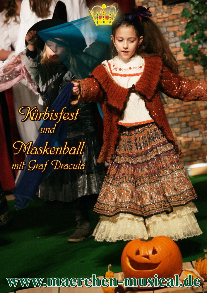 Plakat von Kürbisfest und Maskenball mit Graf Dracula